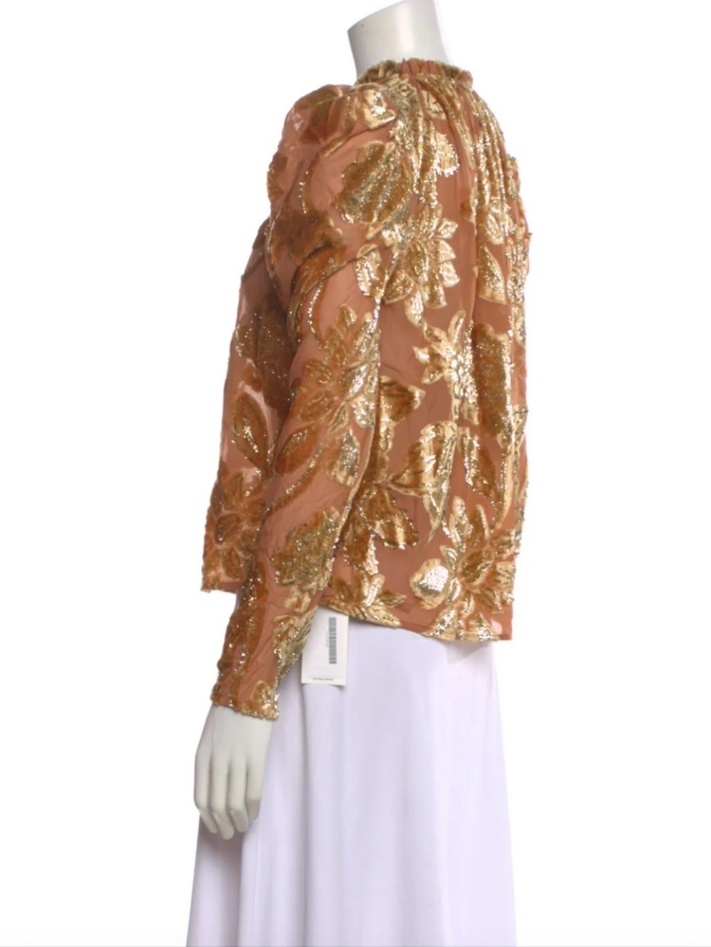 Ulla Johnson Camilla Velvet Devore Rose Gold Metallic Floral Burnout Top Size 4 - Picture 5 of 16